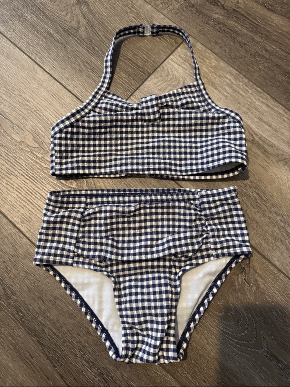 Cat & Jack Navy and White Gingham Girls' Bikini Set